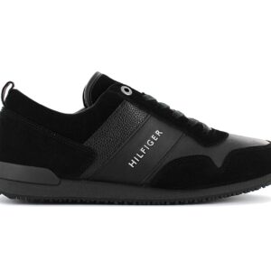 100% Original Tommy Hilfiger !  Herstellerfarbe:  Black   Obermaterial:  Leder / Synthetik   Zustand:  Neu  und  Originalverpackt         Verströme coole Streetstyle-Vibes dank diesem schicken und Klassischen Herren Leder Sneaker.      Fersenlasche.  6-Loch-Schnürung.  Verstärkte Ferse.  Materialmix.  Runde Zehenkappe.  Tommy Hilfiger Label-Stickerei und Logo Prägung.  Innenfutter Textil.