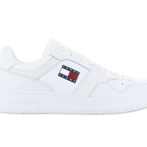 100% Original Tommy Hilfiger !  Herstellerfarbe:  White   Obermaterial:  Leder   Zustand:  Neu  und  Originalverpackt         Trotz der fetten Logo-Flag auf der Seite kommen die Tommy Jeans Herren Basketball-Sneaker ziemlich clean. Aber sie sind auch sportlich. Die Low-Top-Treter mit der robusten