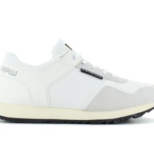 100% Original G-STAR RAW !  Herstellerfarbe:  White   Obermaterial:  Mesh - Leder   Zustand:  Neu  und  Originalverpackt         Diese Version der Calow III Sneakers ist aus einem tollen Materialmix gefertigt. Die Schnürung und die Vorderseite sind mit Lederdetails gestaltet. Die stützende Synthetik-Knöchelpartie in Y-Form vereint Stil und Funktion. Flache Schnürsenkel und Metallösen runden den Calow Sneaker ab.      Obermaterial aus Mesh mit Leder.  G-Star Logo Details.  Schnürung für Style und optimalen Sitz.  Komfortable Polsterung am Bund und Zunge.  Strukturierte und Griffige Laufsohle aus Gummi.  Innenfutter Textil.