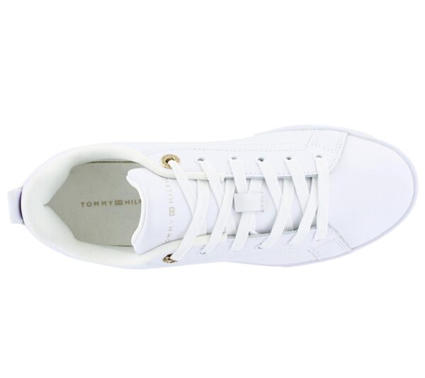 Tommy Hilfiger Chique Court Sneaker - Damen Schuhe Leder Weiß FW0FW07634-YBS<br> TOMMY HILFIGER CHIQUE COURT SNEAKER</br> - Image 3